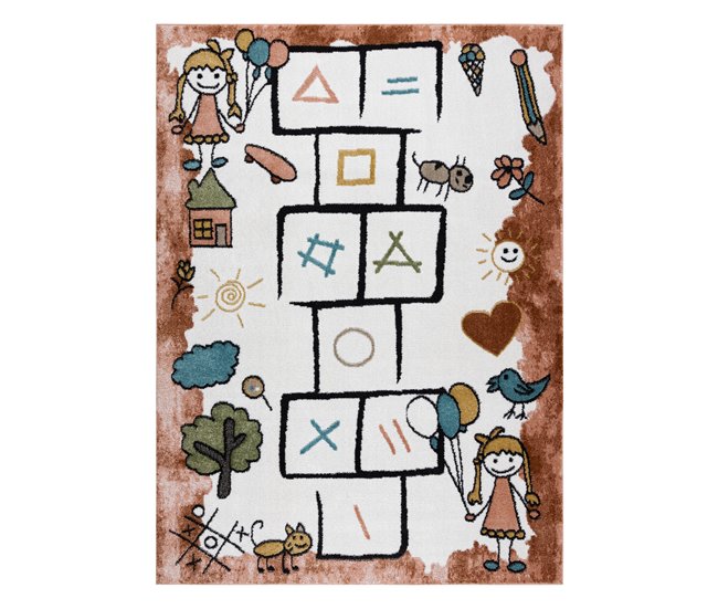 Alfombra FUN Hop para niños rayuela animales 160x220 Rosa