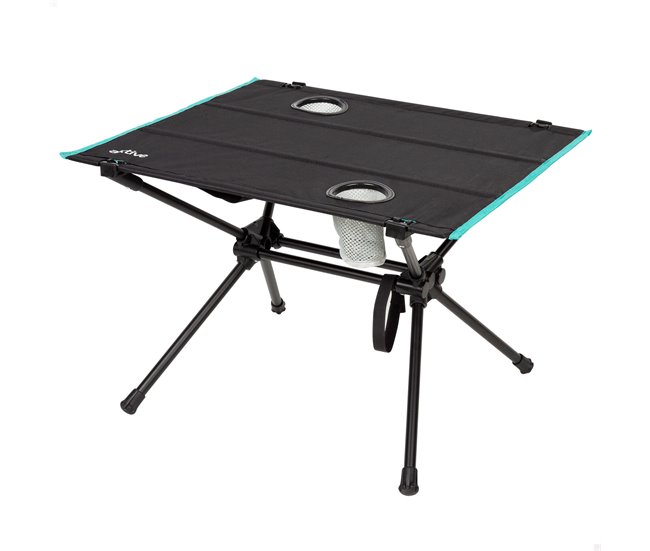 Aktive Mesa camping plegable con portavasos Negro
