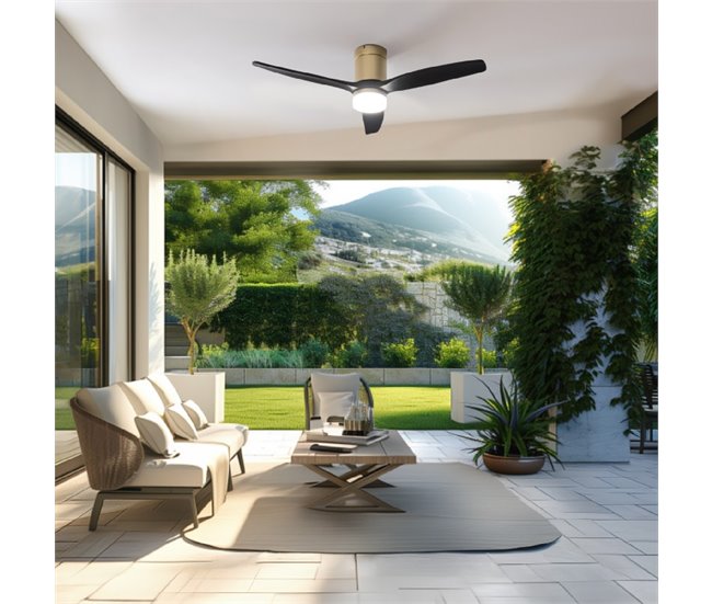 Cecotec Ventilador de techo con luz EnergySilence Aero 5600 Aqua Negro/ Dorado