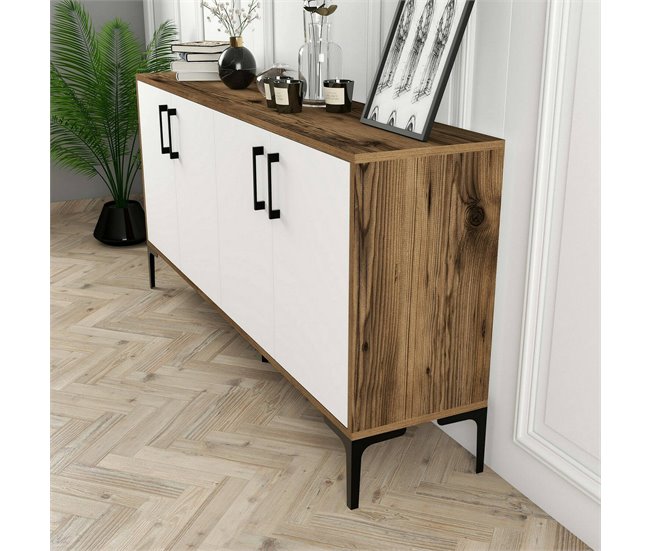 Aparador efecto madera 160 Blanco/ Madera