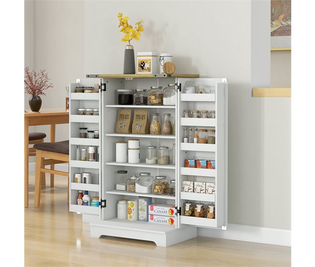 Armario Despensa Cocina Melamina de Madera, MDF HOMCOM Crudo