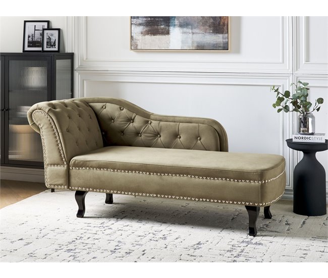 Beliani Chaise longue izquierdo Terciopelo NIMES Verde