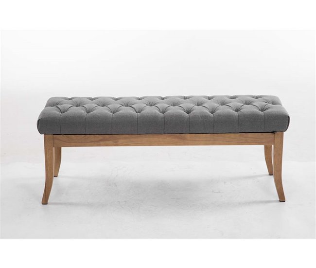 Banco Recibidor Ramses En Tela & Madera Clara 120x38 Gris