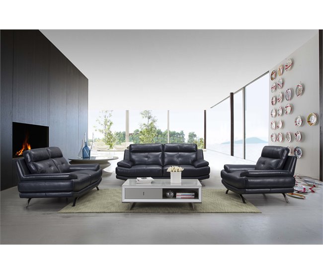 Sillón de piel HAWAI Azul Marino