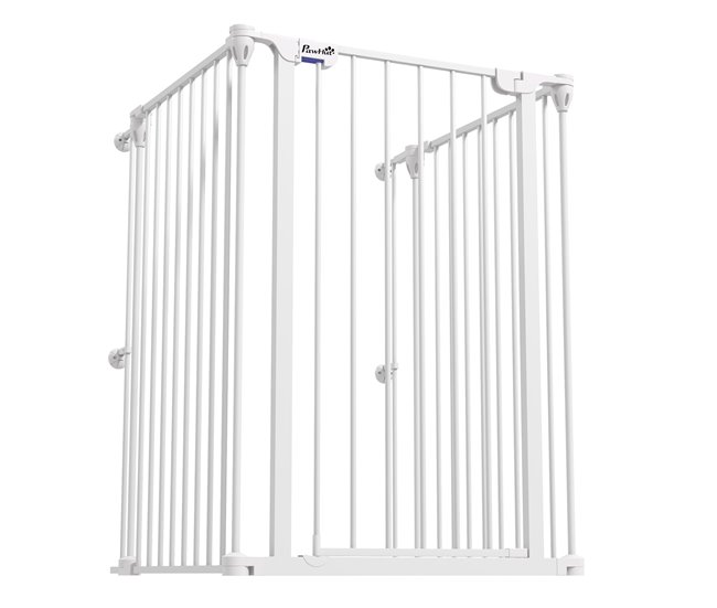 Barrera para Perros Acero, Plástico PawHut Blanco