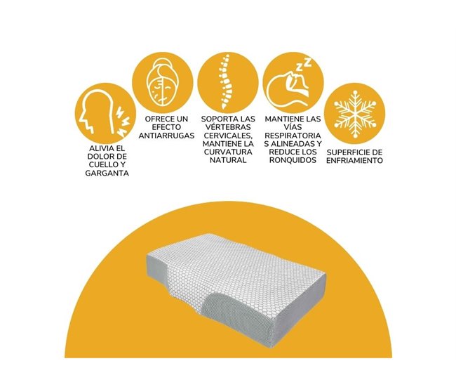 Almohada Antiarrugas ERGO con Funda de Almohada de seda Blanco