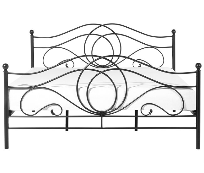 Beliani Cama Acero LYRA 182x209 Negro