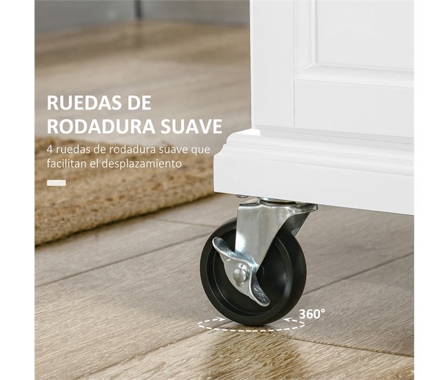 Isla de Cocina MDF, Melamina de Madera HOMCOM, hogar - cocina Blanco