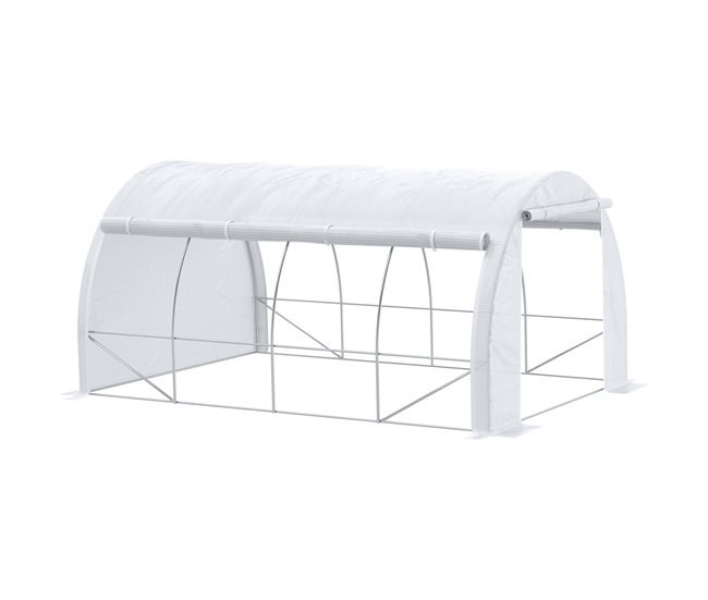 Invernadero de Túnel PE, Acero Galvanizado Outsunny Blanco