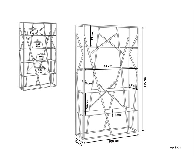 Beliani Librería HOXIE Gris