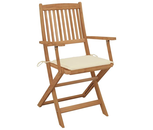 6 Sillas de jardín plegables de madera con cojines Antracita