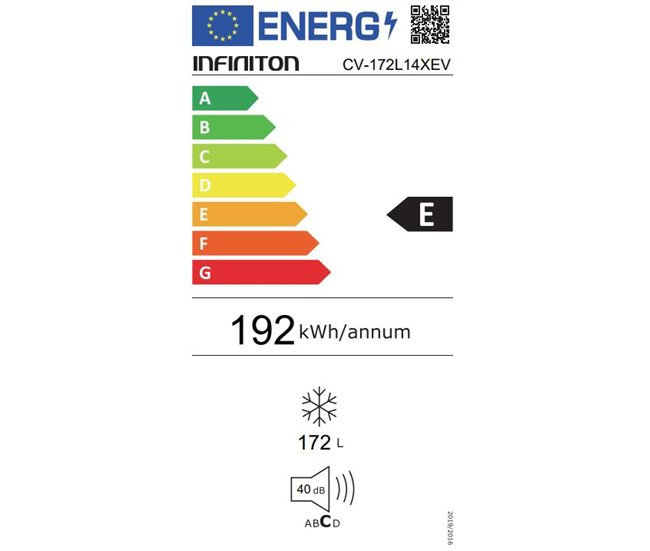 Congelador Vertical Infiniton CV-172L14XEV, 172 l, E, Ciclico, 6 Cajones Inox