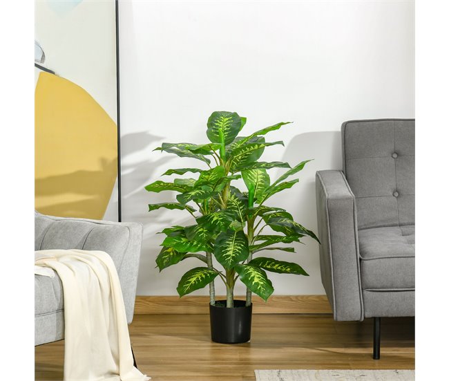Planta Artificial PEVA, PE, Acero, Cemento HOMCOM Verde