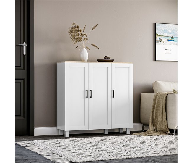 Aparador de Cocina Melamina de Madera HOMCOM 90 Blanco