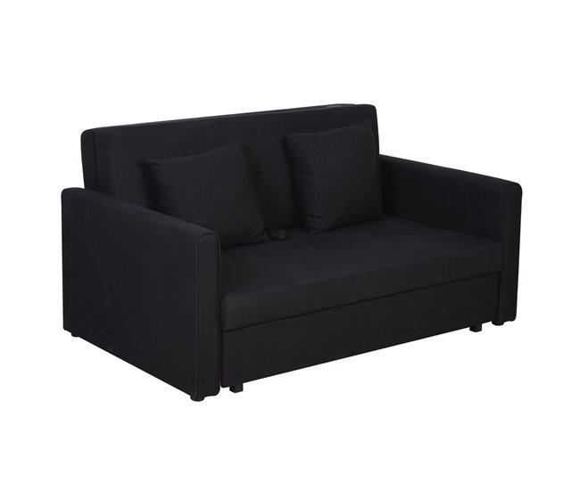 Sofá Cama Poliéster, Espuma, Madera de Eucalipto HOMCOM Gris