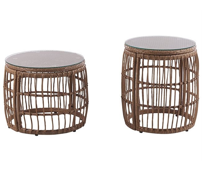 Beliani Conjunto de jardín Ratán sintético RAVELLO Natural