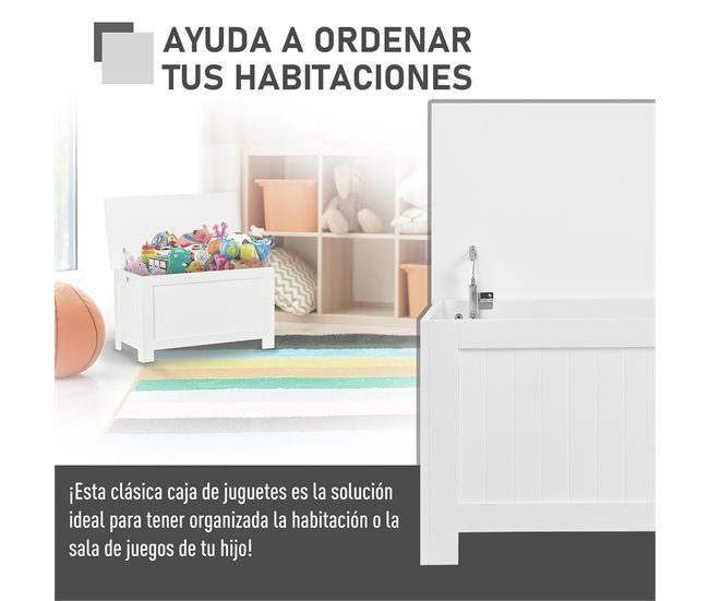 Otomana de Almacenaje Tablero de MDF HOMCOM 81 Blanco