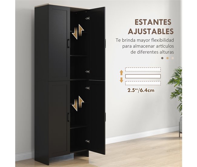 Alacena de Cocina Melamina de Madera HOMCOM, hogar - cocina Negro