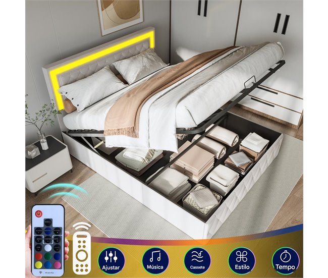 Cama con almacenamiento 200x180 Beige