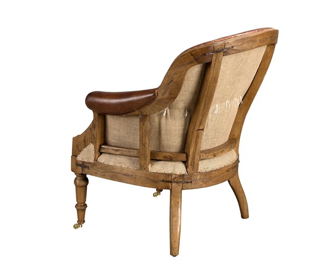 ANGEL CERDA Sillón piel marrón coñac Nogal