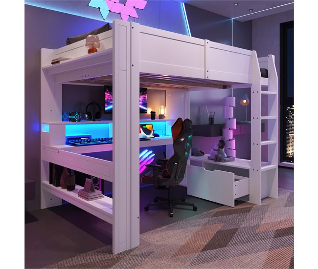 Cama alta para niños 153x218 Blanco