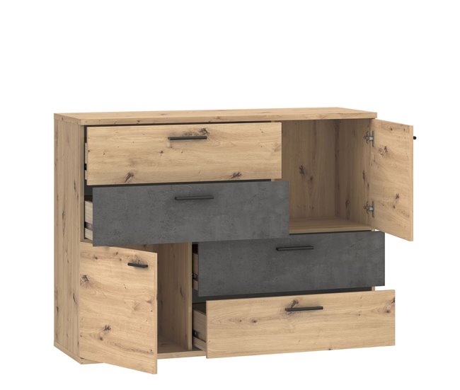 Aparador 2 puertas 4 cajones SKIVE Roble