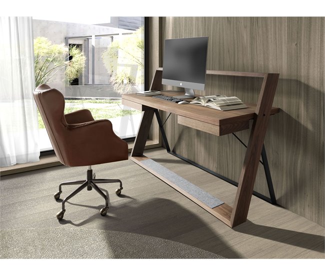 ANGEL CERDA Sillón giratorio piel marrón oscuro Aluminio