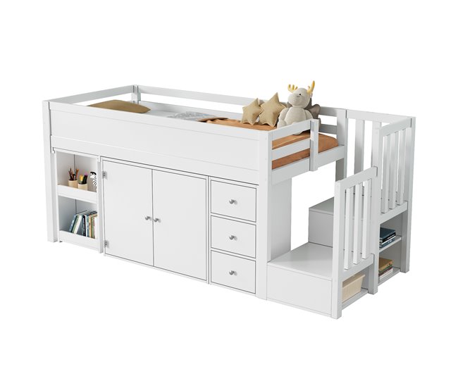 Cama alta para niños Blanco