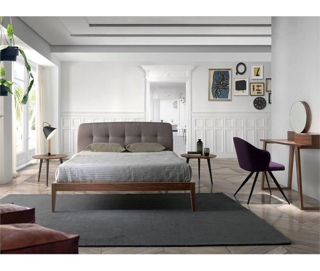 ANGEL CERDÁ Cama capitoné tela Nogal