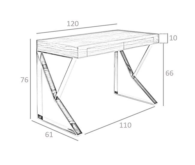 ANGEL CERDA Escritorio nogal y acero cromado Nogal