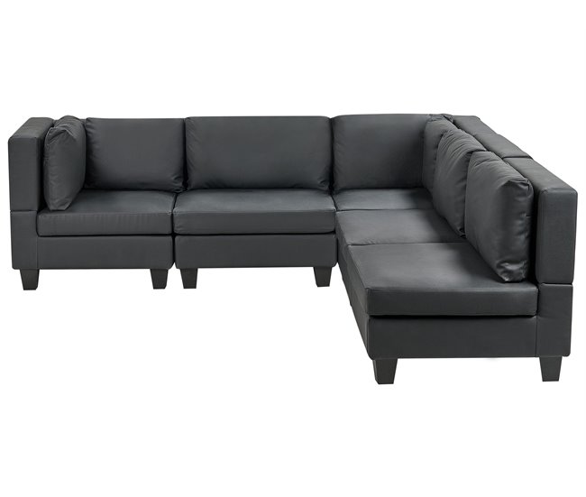 Beliani Sofá esquinero Piel sintética UNSTAD Negro