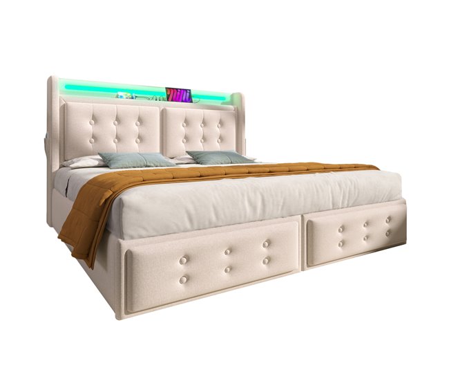 Camas de matrimonio 148x220 Beige