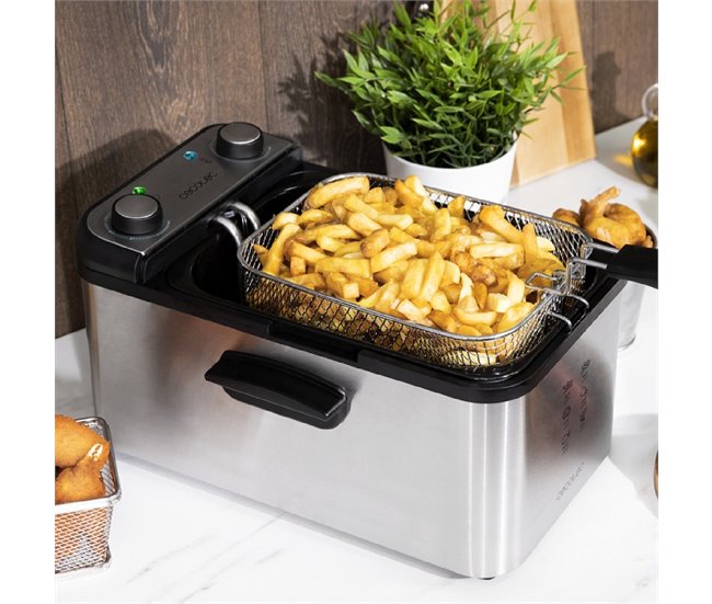 Freidora con aceite CleanFry Infinity 3000 Cecotec Plateado