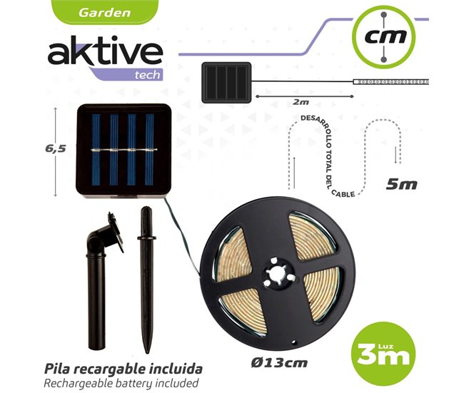 Tiras LED solar autoadhesivas Aktive Multicolor