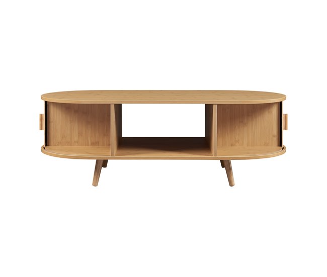 Mesa de centro Nordkapp con estantes MDF bambú [en.casa] Marron