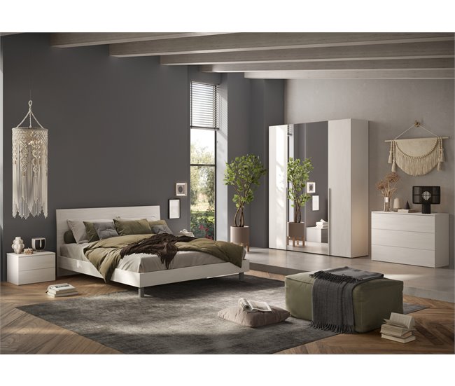 Dormitorio completo NAPOLI espejo Blanco