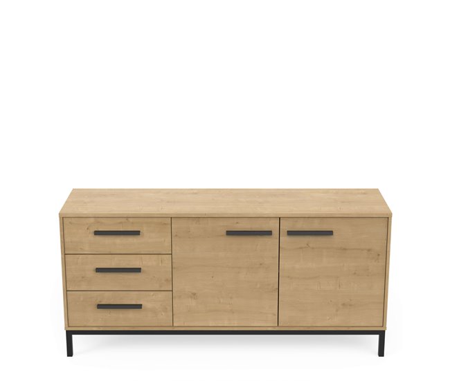 Aparador Craft 2 puertas 3 cajones Negro/ Madera