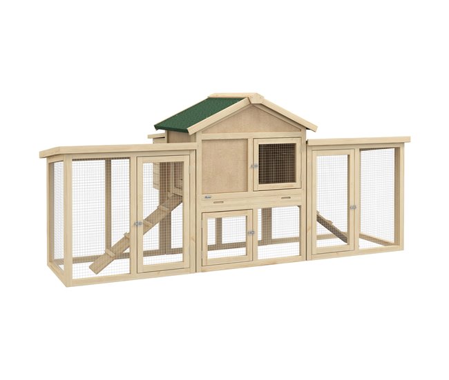 Gallinero de Madera Madera de Abeto PawHut Madera Clara