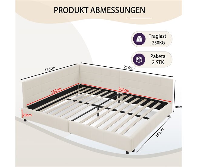 Camas de matrimonio 216x153 Beige