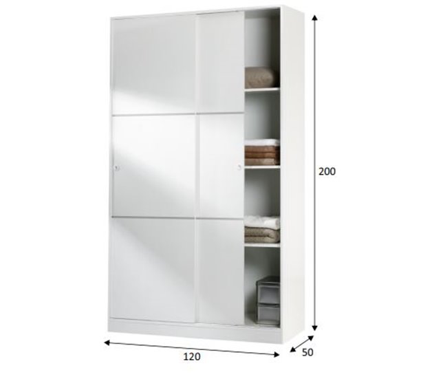 Armario TREVI puertas correderas 120x200cm blanco brillo Blanco Brillo
