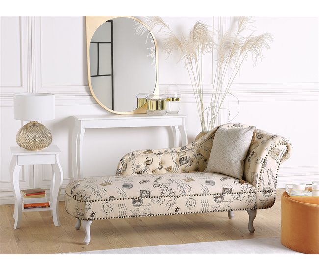 Beliani Chaise longue derecho Poliéster NIMES Beige