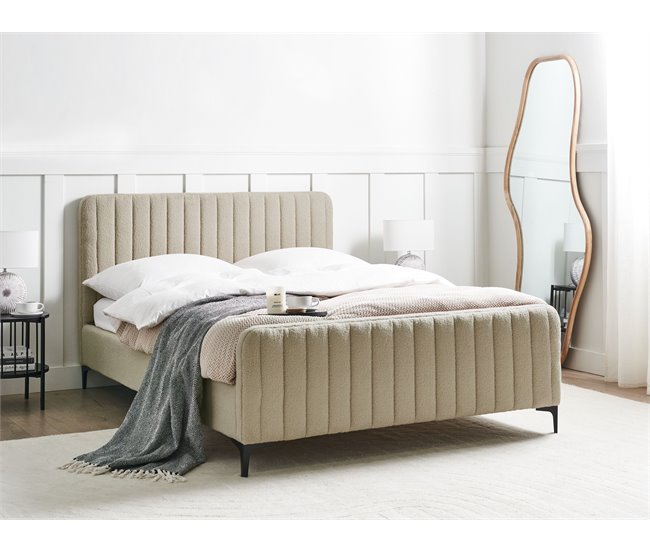 Beliani Cama Bouclé LUNAN 146x215 Beige