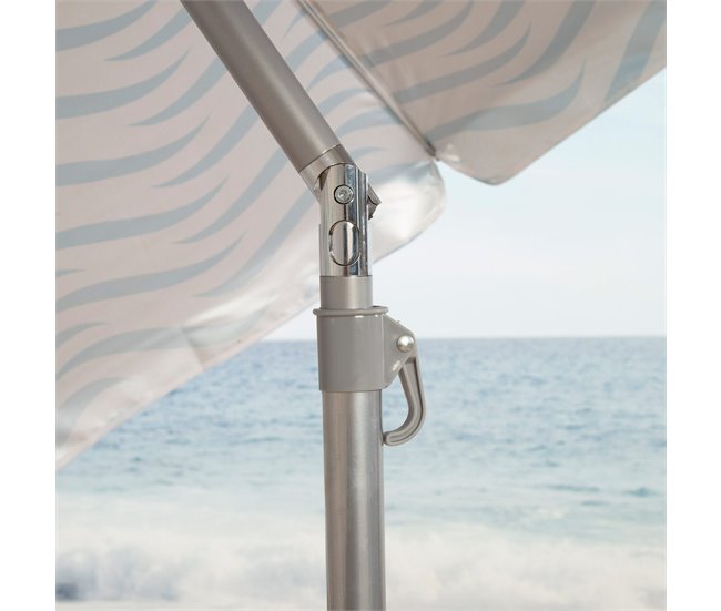 Aktive sombrilla de playa antiviento 8 varillas olas playa 220x220 Blanco/ Azul
