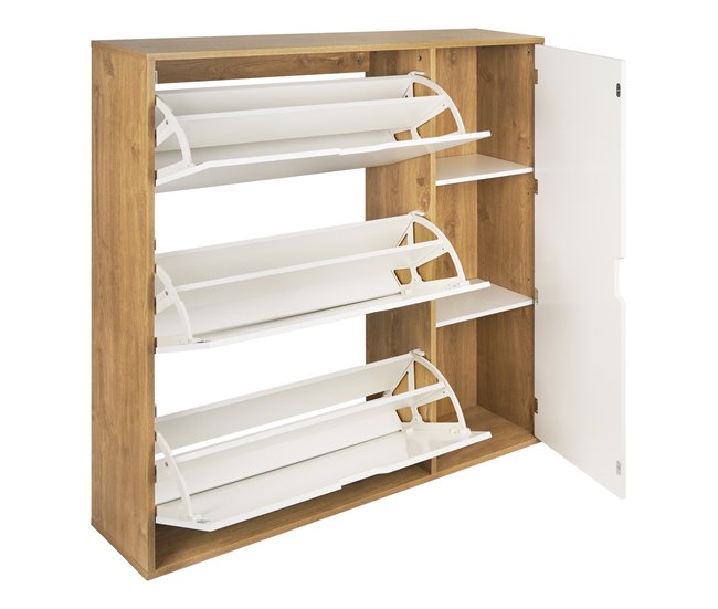Zapatero MONTBLANC 112x105x23,5cm color roble y blanco Blanco