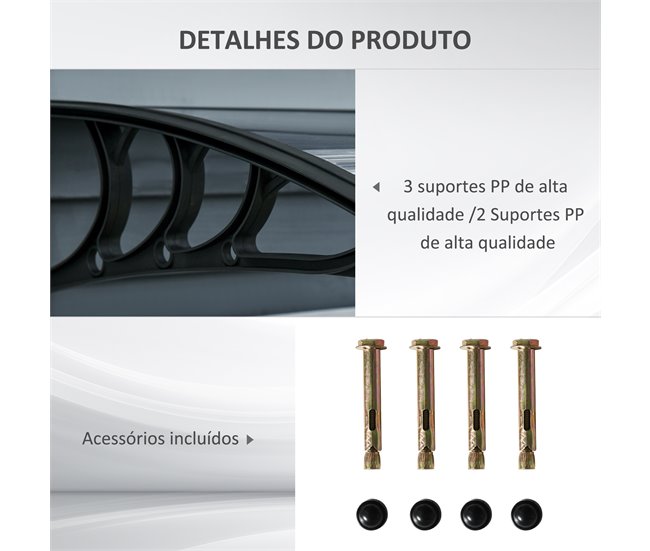 Marquesina Exterior Policarbonato Outsunny Negro