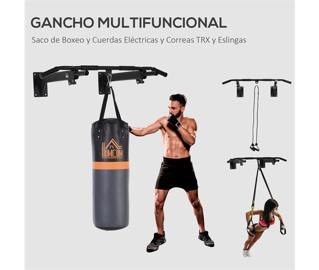 Barra de Dominadas de Pared Acero HOMCOM Negro