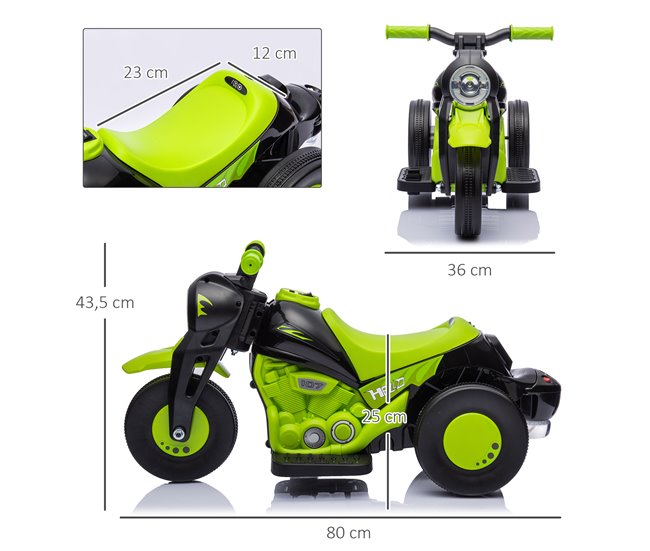 Moto Eléctrica Infantil PP, Metal AIYAPLAY Verde