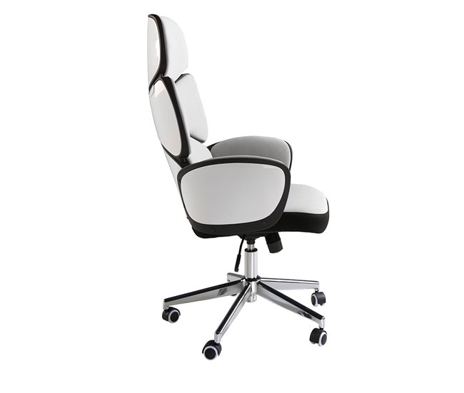 ANGEL CERDA Silla oficina giratoria tela gris claro y pvc blanco brillo Aluminio