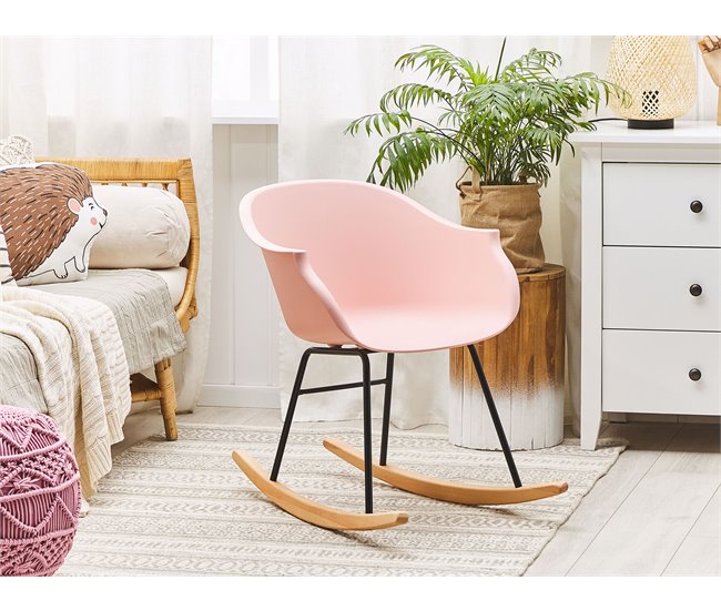 Beliani Silla mecedora HARMONY Rosa