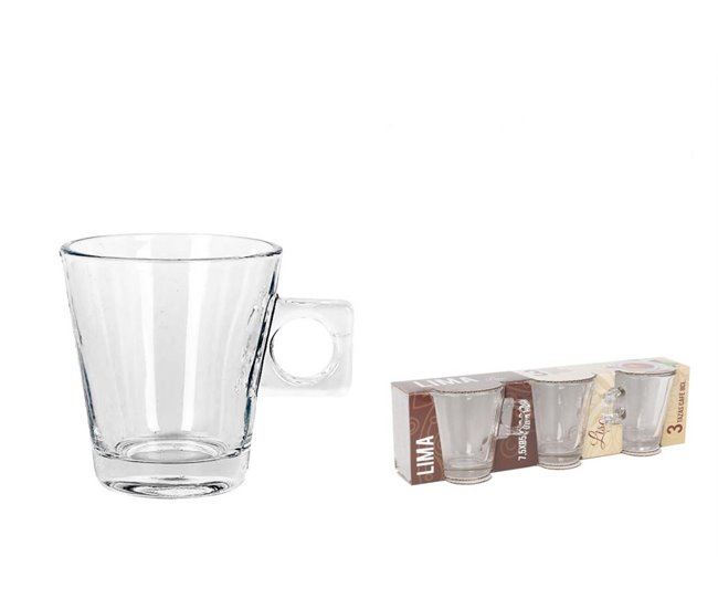 Set 3 tazas de café LIMA LISO 8cl marca LA MEDITERRANEA Transparente
